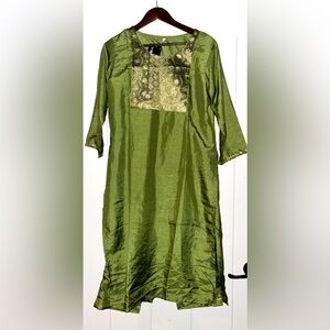 Bollywood Pakistani Kurta Pants and Dupatta Set Poly Silk Festive Women L Vaasmi